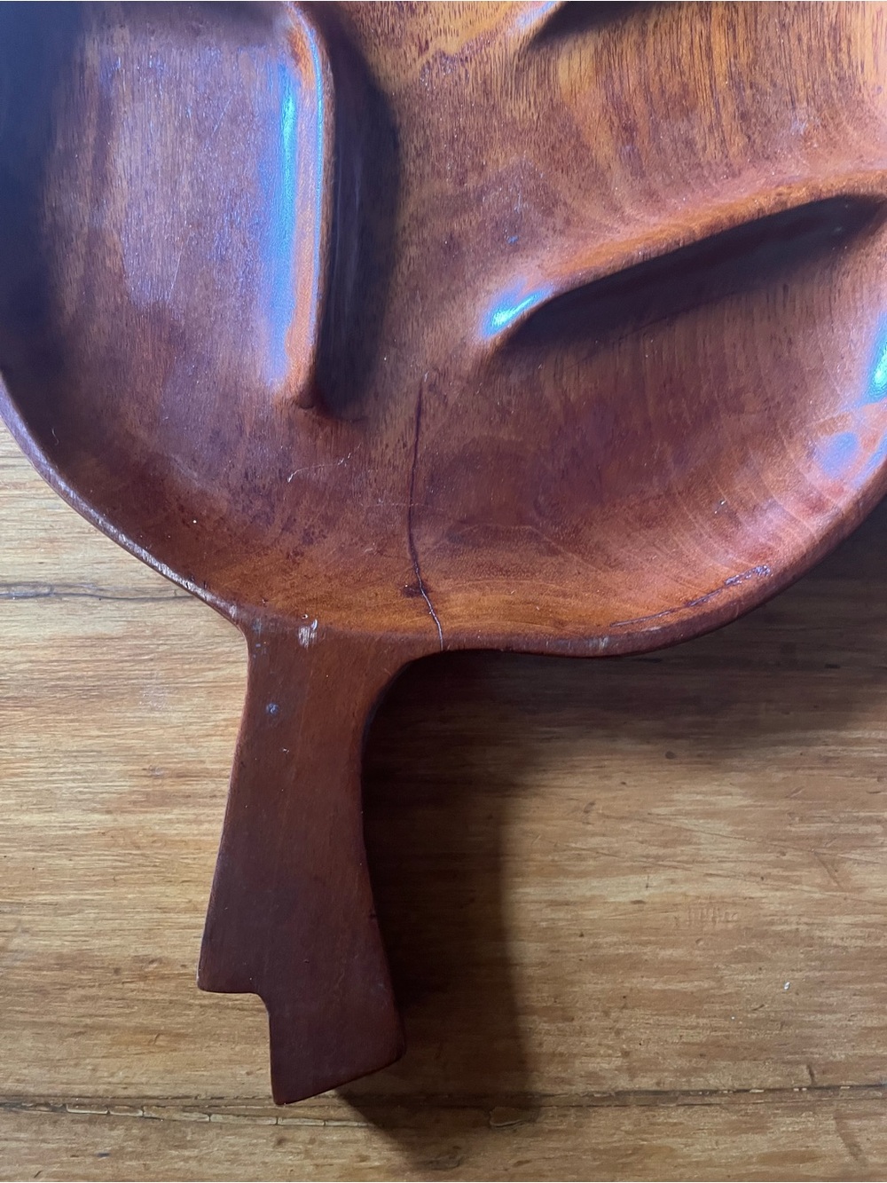 Vintage Sold Mahogany Hand-Carved Mid-Century Haitian Leaf Tray - Picture 4 of 6
